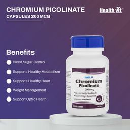 Healthvit Chromium Picolinate 200mcg | Supports Healthy Metabolism | Supports Healthy Blood Sugar Level | Supports Healthy Heart | Essential For Weight Management | Vegan And Non-GMO | 60 Capsules image 4