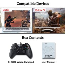 CLAW Shoot Wired USB Gamepad Controller for PC supports Windows XP/7/8/10 with Rubberized Textured Grip and Dual Vibration Motors image 5