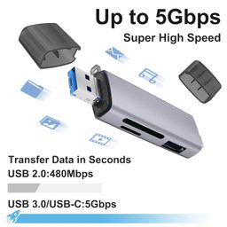 Tobfit Metal Body 3 in 1 with OTG, SD Card Reader, USB 2.0, Type C and Micro USB, for Memory Card, Portable Card Reader, Compatible for TF, SD,Micro SD,SDHC, SDXC, MMC,RS-MMC, Micro SDXC image 2