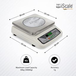 iScale i-06: 30kg Digital Chargeable Weighing Machine, Front & Back Display, Stainless Steel Pan - Ideal for Shop with Certificate image 2