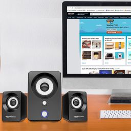 amazon basics Multimedia Speaker | USB Powered | Wired Desktop Speakers with Powerful Bass | Built-in Subwoofer (Black) image 5