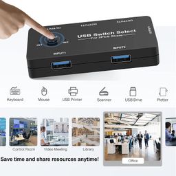 ETZIN USB 3.0 Switch Selector 2 Computers Sharing 4 USB Devices 4-Port USB Peripheral Switcher Box for PC, Mouse, Keyboard, Printer, Scanner with 2 USB Cables, Compatible Windows/Mac/Linux EPL-955UG image 4