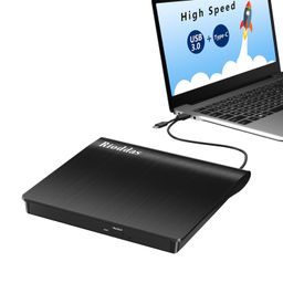 rioddas Disk Duplicator External DVD Drive USB 3.0 Type C Portable CD DVD +/-RW Optical Drive Player DVD/CD ROM Burner Reader Writer Compatible with Laptop Desktop PC Windows Linux OS Apple Mac MacBook image 1