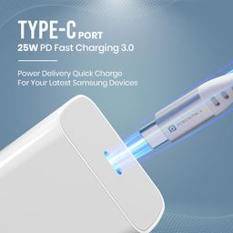 Portronics Adapto 25 Pro 25W Fast Charging Type C Adapter with Type C Charging Cable,PPS Protection,for iPhone 15/14/13/12/11 & Pro Max Series,Samsung S24/S23/S22/S20/S21/S21 Other Type C Devices image 2