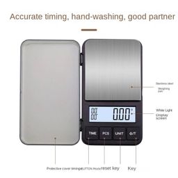 Cason Pocket Coffee Scale with Timer, 0.1g-1kg Digital Kitchen Scale, Mini Stainless Steel Coffee Weighing Scale with Backlit LCD, Weight Machine for Kitchen Use, Drip Tray Pulling Scale image 2