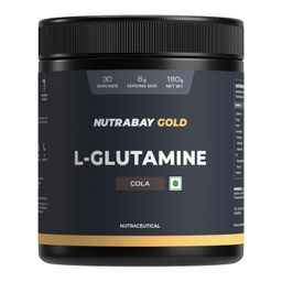 Nutrabay Gold L-Glutamine Supplement Powder - 180g, Cola Flavor | Post Workout Amino Acid for Muscle Growth & Recovery image 1