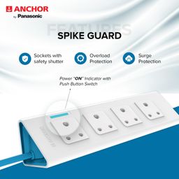 Anchor by Panasonic 4 Way Extension Board Socket with Single Switch | 4 Way Socket with 1.5 Mtr Extension Cord | Multi Plug Socket for Home Wall, Office (22061) image 3