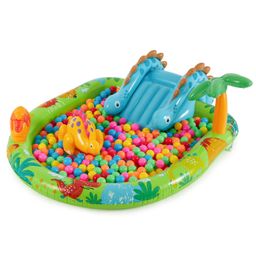 Intex 57166EP Little Dino Dinosaur Themed Inflatable Backyard Pool Play Center with Palm Tree Sprayer, Mini Slide, and Inflatable Dinosaur image 3