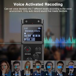 asinno 128GB Ultra Large Display Digital Voice Recorder, Voice Activated Voice Recorder for Lectures, Meetings, Class, Audio Recorder with Playback, Password, Speed image 3