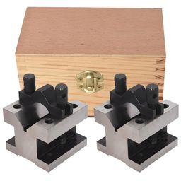 waltyotur V Block Set with Clamp Hardened Steel 90 Degree Angle Precision V Block Set 2-3/8 X 2-3/8 X 2 Multi-Use Gauge Gage Machinist Tool with Box image 1