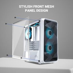 Ant Esports 100 Air Mini M-ATX Computer Case/Gaming Cabinet - White | Support M-ATX, ITX, | Pre-Installed 2 Rainbow Fans at Front image 3