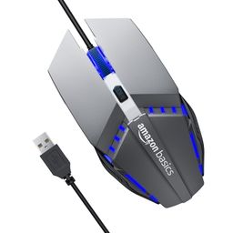 amazon basics Wired Gaming Mouse with RGB LED, Lightweight and Durable Design, DPI Up to 2400, Compatible with Windows and MAC image 1