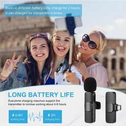 TECHNOVIEW 2.4 Ghz Omnidirectional Lavalier Wireless Dual Microphone with Noise Cancallation, 50M Range Plug & Play, 2 Transmitters & 3 Receiver Lapel Mic System for All USB Devices K9-V2 (Black) image 2