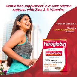 feroglobin B12 Capsules for Hemoglobin & Red Blood Cell Formation | Iron, Folic Acid, B12, B6 & Zinc | 30 Capsules image 4