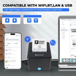 SHREYANS 80mm Thermal Billing Printer with Autocutter | Ultra Fast Speed with Compact Design Makes is Much Easier to use | Bluetooth+WiFi+LAN+USB image 5