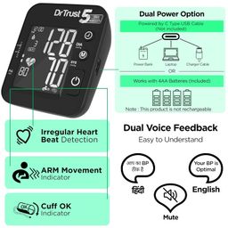 Dr Trust USA Intellitrack 132 Fully Automatic Dual Talking Portable Digital Blood Pressure Monitor BP Machine For Hypertension & Managing Heart Health, BP Apparatus For Home & Clinic Use, Most Accurate Measurement, USB Compatible with Backlight image 3