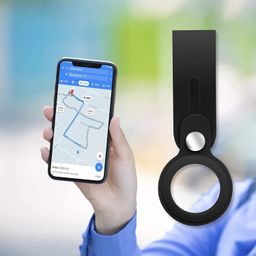 foso FOSO(™) Silicone Loop Case for Apple Airtag - Key Finder Secure Holder with Buckle Protector Skin Cover with Long Strap for Apple Bluetooth Item Tracker Soft Keychain Locator Luggage Tag (Black) image 4