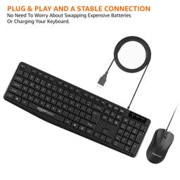 Amazon Basics Wired Keyboard and Mouse Combo l 1200 DPI l for Windows, Mac OS Computer image 2