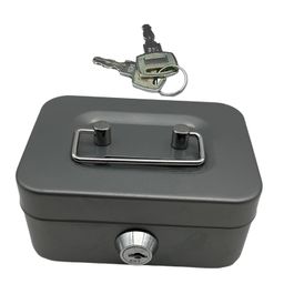 ATORSE Money Box with Lock with Top Handle Modern Metal Trinket Holder Case Locking Gray image 3