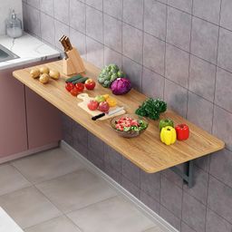 Lukzer Engineered Wood Wall Mounted Folding Table for Kitchen, Computer, Workstations Multi Function Computer Desk Workbench (MT-001 / Light Oak /120 × 40 cm) DIY (Do It Yourself) image 1