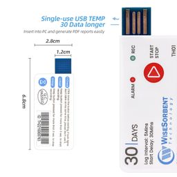 Wisesorb 20 Pack USB Temperature Data Logger 10000 Records Cover 30days Use for Single-use Trip Cold Chain Fresh Tag, IP67 image 3