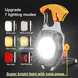 KLIFFOO Keychain LED Flashlights, Rechargeable Flashlights Torch 7 Light Modes with Lighter,Whistles,Screwdriver,Bottle Opener,Magnet Base 800 Lumens Portable Emergency COB Light for Camping Outoor image 2