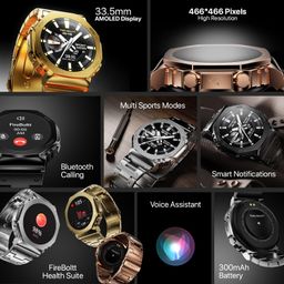 Fire-Boltt Obsidian 33.5mm (1.32 inch) AMOLED Display, Stainless Steel Design, 466 * 466 px Resolution, Bluetooth Calling, Multiple Sports Modes, Health Mode, IP67, Weather Updates image 3
