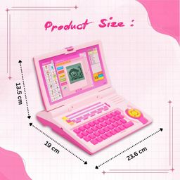 Gooyo GY-1105P Plug & Play English Learner Educational Laptop Toy with 20 Learning & Playing Activities | Pink Color, Dual Power Supply Source: Micro USB Cable (Included) & 3xAA Battery (Not Included) image 4