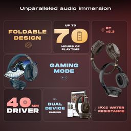Noise Airwave Max 3 Bluetooth On-Ear Headphones with 70H Playtime, 40mm Driver, Low Latency(up to 45ms),Dual Pairing, BT v5.3 (Carbon Black) image 2