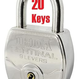 ibda Lock with 20 Keys | Lock with Multiple Keys | Lock and Keys | Push/auto Lock | High Security Steel Body Lock | Lock for Home, Shutter, gate, Door, Channel, Shop, School, Flat, Warehouse, etc. image 1
