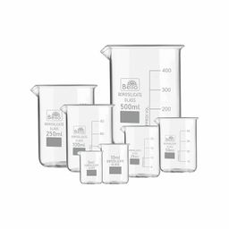 Bello Borosilicate 3.3 Glass Beaker 5 ml, 10ml, 25 ml, 50 ml, 100 ml, 250 ml, 500 ml with Graduation Marks, Beakers Pack of 7 for perfume making Cosmetics collage chemistry lab laboratory image 1
