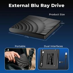 yaeonku External Blu Ray Drive, Portable Bluray Drives CD DVD BD Reader, USB 3.0 Type-C Slim Optical CD/DVD Blu Ray Burner for MacBook Laptop Desktop PC Compatible with Mac OS Windows XP/7/8/10/11 image 3