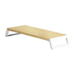 CALANDIS™ Monitor Stand Desk for PC Screen Wooden Support Desktop Shelf Computer Stand Wood and wihte | Monitor Mounts & Stands | Monitors, Projectors & Accs image 4