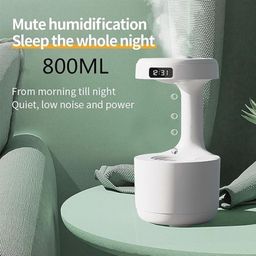 DRUMSTONE (𝐖𝐢𝐧𝐭𝐞𝐫 𝐎𝐟𝐟𝐞𝐫 𝟏𝟕 𝐘𝐞𝐚𝐫 𝐖𝐚𝐫𝐫𝐚𝐧𝐭𝐲) Anti-Gravity Cool Mist Humidifier – 800ml Desktop Humidifier with Water Drop Design Silent Operation LED Clock Display image 4