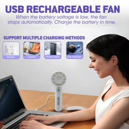 wagzo Portable Mini Fan Rechargeable Hand Fan with Mobile Holder 3 Adjustable Speeds,1500mAh Battery, Lightweight Design, Low Noise, and Easy Portability for Indoor and Outdoor Use (Multicolor) image 3