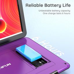 boifun 17.5" Portable DVD Player with 15.6" Large HD Screen, 6 Hours Rechargeable Battery, Support USB/SD Card/Sync TV and Multiple Disc Formats, High Volume Speaker, Purple image 3