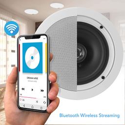 Pyle Home 5.25â Pair Bluetooth Flush Mount In-wall In-ceiling 2-Way Speaker System Quick Connections Changeable Round/Square Grill Polypropylene Cone & Polymer Tweeter Stereo Sound 150 Watt (PDICBT552RD) image 5