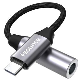 Sounce Type C to 3.5mm Portable Audio Aux Adapter, Connector, Built-in DAC, Braided Cable, Compatible with iPhone 16 Series /15 Series, Galaxy S25/S24 Ultra/S24 & Other Type C Phones image 1