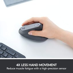 Logitech MX Vertical Wireless Mouse with Free Adobe Subscription, Ergonomic Design Reduces Muscle Strain, Move Content Between 3 Windows and Apple Computers, Rechargeable, Graphite image 5