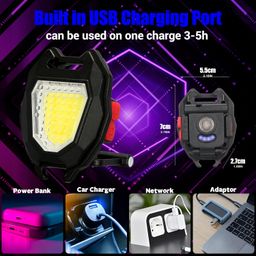 ciwic COB Small Flashlights, 800Lumens Bright Rechargeable Keychain Mini Flashlight 3 Light Modes Portable Pocket Light with Folding Bracket Bottle Opener and Magnet Base for Fishing (3) image 2