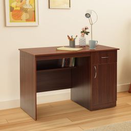 Green Soul Venue|Study & Office Table Computer Desk|Sturdy Built Quality|Engineered Wood| 3 Year Warranty|Writing Desk for Professionals | 1 Drawer, 1 Cabinet | Installation Provided (Rolex Brown) image 1