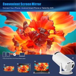 KUNEM Portable Projector 1080P, 200 ANSI, 10000 Lumens, Support 4K, WiFi 6 with 2.4/5GHz, Bluetooth 5.1, 180 Degree Flip Projectors, Android 11 Built-in System, Automatic Trapezoidal. image 4