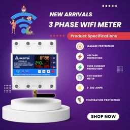 gadites Latest 3 Phase All In 1 Over Under Voltage Protector/Energy Meter/Earth Leakage/WiFi Control/Iot Switch/Timer Switch/Over Load Protection Corded Electric, With Smart Life App (100 Amps),White image 3