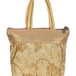 kuber industries Polyester Embroidery Design Hand Bag For Women/Girls With Handle Pack of 2 (Cream & Blue) 54KM4032 image 2