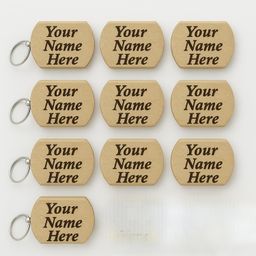 crownlit Wooden Personalized Keychains, Pack of 10, Custom Name Engraving image 1