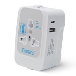 Ceptics Universal Travel Adapter with Type C, 3 in 1 Universal Adapter Plug, Travel Accessories with 1 USB, 1 USB-C with 2.4A,Travel Adaptor International All in One image 1