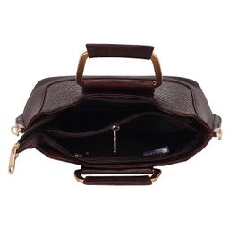 hyatt leather accessories Full-Grain Cro Combination Leather Top-Handle satchels With Shoulder Strap For Women Size- L-11 X H-8 x W- 4.5 Inch image 3