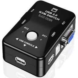 BLACK CROWN USB 2.0 KVM Mouse Switch Keyboard VGA Splitter Box Sharing Switch USB KVM -2-Port VGA SVGA Swit-ch Box.(BLACK). image 1