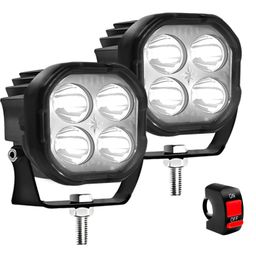 carzex Carzex® 4 LED Ultra Mini Projector Fog Light Bar with White/Yellow DRL Pods | Metal Body | for Cars, Bikes, Scooty | Set of 2 with USB On/Off Switch | Fog Lamp Auxiliary Light image 1