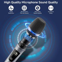 JYX Wireless Microphone for Singing, Professional UHF Metal Handheld Dynamic Mic System with Rechargeable Receiver 1/4''(6.35mm) Plug, for PC Amplifier,YouTube,Karaoke Speaker,Party,Speech image 4